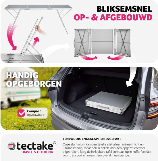 tectakeÂ® - Campingtisch Campingtisch Jumbo klappbar - Aluminiumgestell - 180 x 70 x 70,5 cm