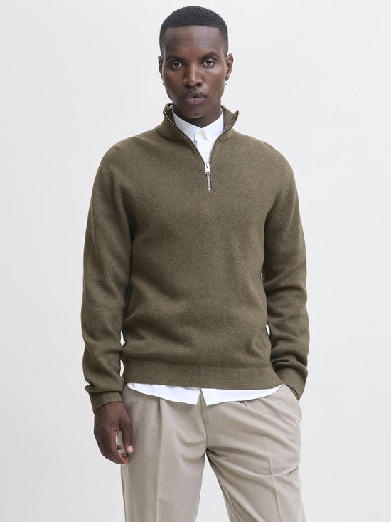 Jack & Jones Premium-Reißverschlusshose, einfarbig, mit Viertelreißverschluss