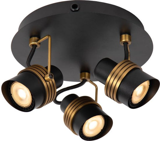 Lucide TUNDRAN – Deckenstrahler (Deckenleuchte) – Ø 21 cm – 3xGU10 – Schwarz