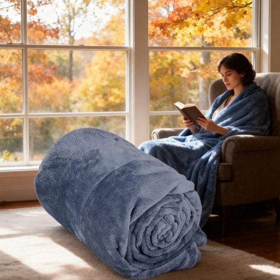 Arti Casa Fleece-Decke 150 x 200 cm – Plaid-Decke für das Sofa, das Bett oder den Außenbereich – Wohnaccessoire für Wohn- und Schlafzimmer – Superweiches Material – Blau