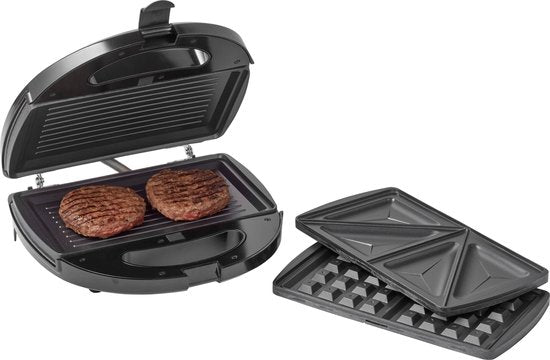 Tomado TGM2000B - Multigrill 3 in 1 - Inklusive Sandwich- und Waffelplatten - 750 Watt - Schwarz