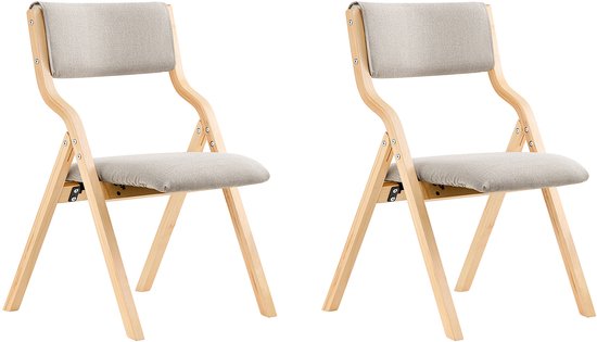 SoBuy Klappstuhl 2er Set – Gepolsterter Esszimmerstuhl – Faltbar – 49 x 54 x 80 cm – Hellgrau