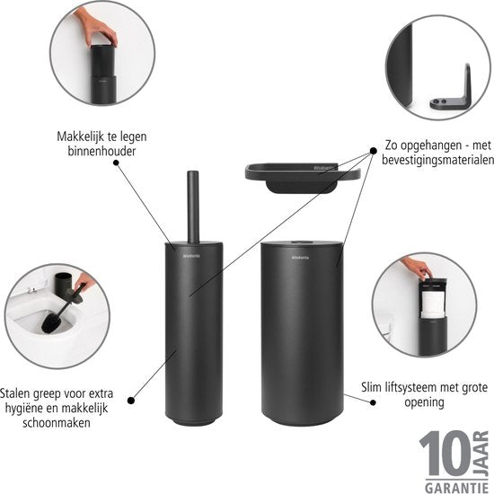 Brabantia MindSet Toilettenzubehör – 3-teilig – Mineral Infinite Grey