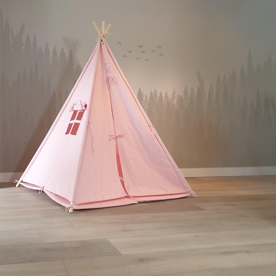 Sunny Alba Tipi-Zelt Pastellrosa - Wigwam-Spielzelt mit Fenstern - 120x120x160cm - mit Kuscheldecke