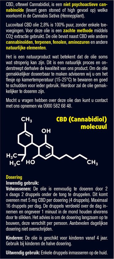 Lucovitaal Hanf Cannabidiol CBD 2,8% Nahrungsergänzungsmittel - 10 Milliliter