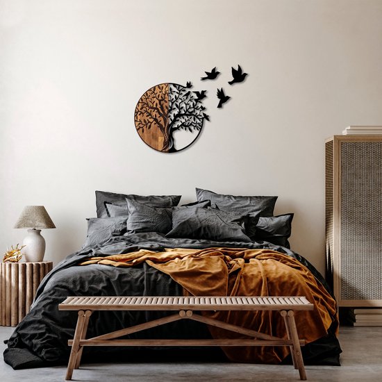 Heimdekoration - Dekoratives Wandaccessoire aus Holz Schwarzer Nussbaum - Schönes Wohnaccessoire - Maße 92x3x71cm