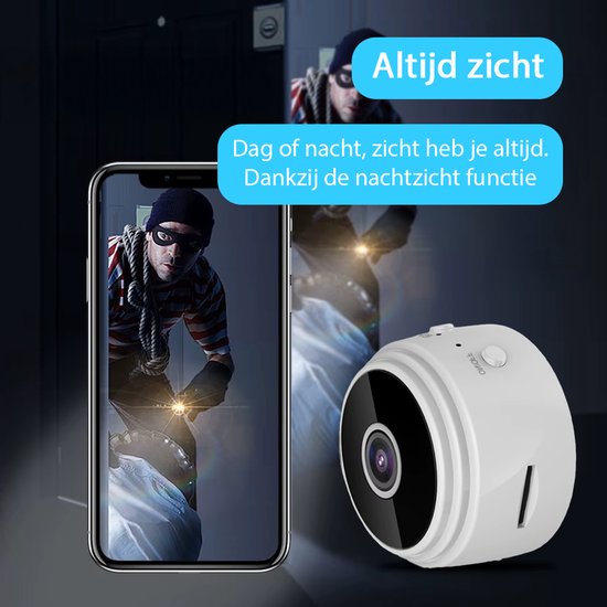 Tech Essentials Mini Hidden Spy Camera - 1080P - Mit WiFi APP - Micro Secret Security Camera - Indoor - Spy - Eavesdropping - Weiß