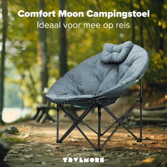 TRVLMORE Campingstuhl - XL - Zusammenklappbar - Inkl. Tragetasche - Campingstuhl - Schmetterlingsstuhl - 150 kg Belastbarkeit - Grau