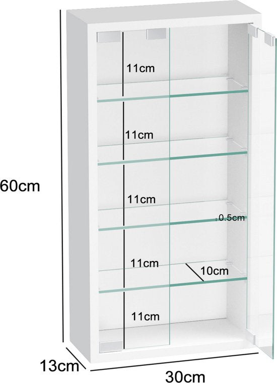 Vitrine stehend hängend Wandvitrine - 30 x 60 x 13 cm