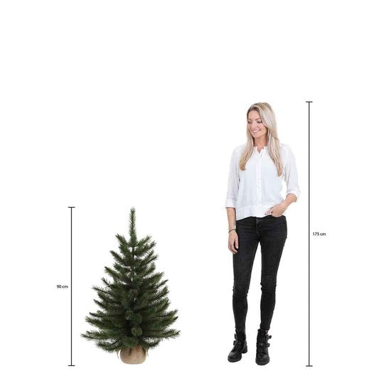 Black Box Trees Glendon Künstlicher Weihnachtsbaum im Topf mit 30 LED-Lichtern - H90 x Ø51cm - Grün