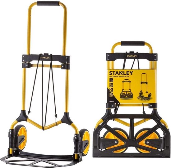 Stanley Faltbarer Trolley FT582 - Tragfähigkeit bis zu 90KG - Transportwagen - 50 x 45 x 98 CM - Leichtes Aluminium - Schwarz/Gelb