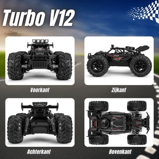 Vertrex Turbo V12 RC Fernsteuerbares Rennspielzeug - Erwachsene & Kinder - Outdoor - Schwarz
