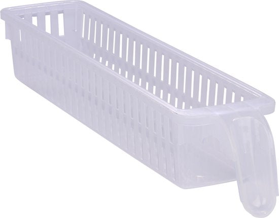 Kühlschrank Organizer 1.58L - 35 x 7.5 x 6 CM - Kühlschrank Aufbewahrungsbehälter mit Griff - Spülmaschinenfest - Kühlschrank und Küchenschränke organisieren - Kunststoff - Transparent