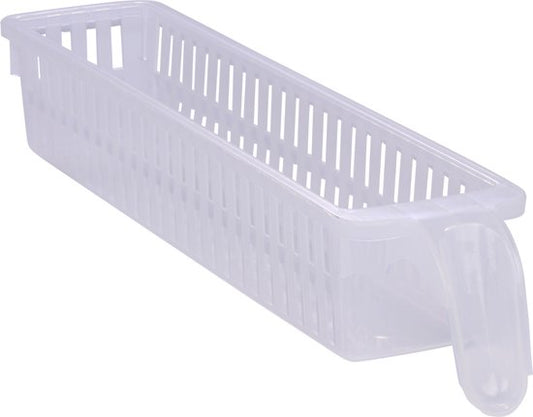 Kühlschrank Organizer 1.58L - 35 x 7.5 x 6 CM - Kühlschrank Aufbewahrungsbehälter mit Griff - Spülmaschinenfest - Kühlschrank und Küchenschränke organisieren - Kunststoff - Transparent