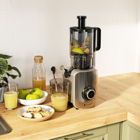 KitchenBrothers Slowjuicer - Vertikal - Entsafter - Gemüse- und Obstpresse - 126 mm - 750 ml - Grau