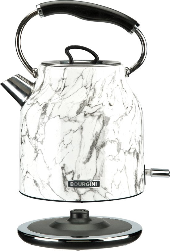 Marmor-Wasserkocher retro - Marmor-Druck - Schnurlos zu bedienen - Metall - Anti-Verbrühungs-Wasserfilter - geräumige 1,7L Kapazität für 8 Tassen Tee - BPA frei