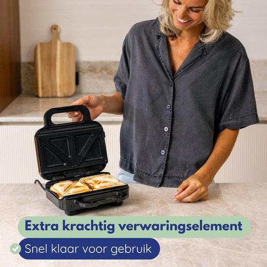 Safecourt Kitchen Toaster - 3-in-1 Toaster, Waffeleisen & Kontaktgrill - PFAS-frei - Spülmaschinenfest - Kompakt - Schnell heiß - Schwarz