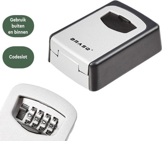 BRASQ Schlüsseltresor - Außentresor mit Code - Safe mit Zahlenschloss - Schlüsselschrank - KC500 - Grau