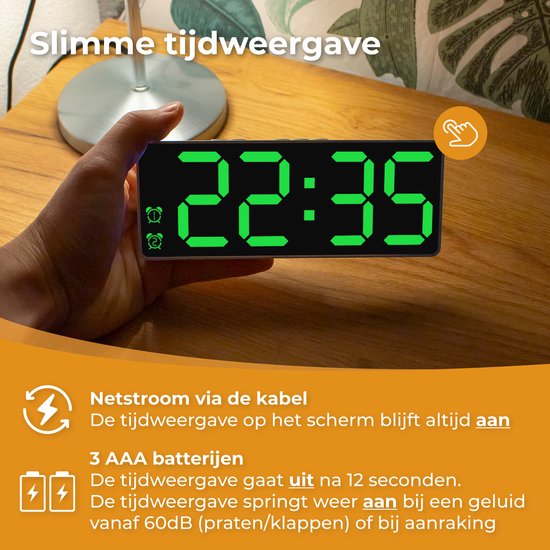 Nuvance Digitaler Wecker - Digitaluhr - Wecker für Kinder & Erwachsene - Reisewecker - Schlafzimmer - Led Wecker Digital - Schwarz RGB