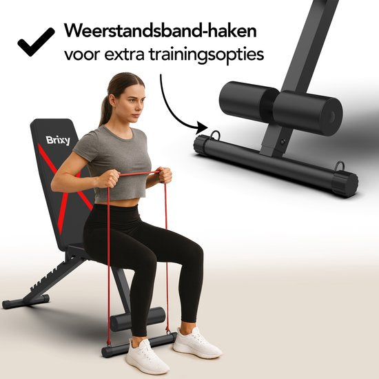 Brixy Fitness Halter Bench - Übung Bank - bis zu 300KG - Bankdrücken Bank - Übung Bank - einstellbar - faltbar - schwarz