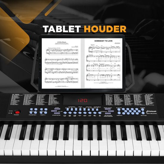 Finesse Keyboard Piano - Beleuchtung - Ständer & Zubehör - 61 Tasten - Digital Piano - Electric Piano - Kind