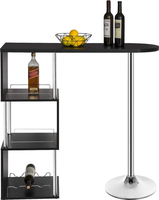 Rootz Bartisch - Bistroständer - Stehpult - Serviertisch - Kneipentisch - Esstisch - Entertainment Station - Schwarz - 113x40x105cm