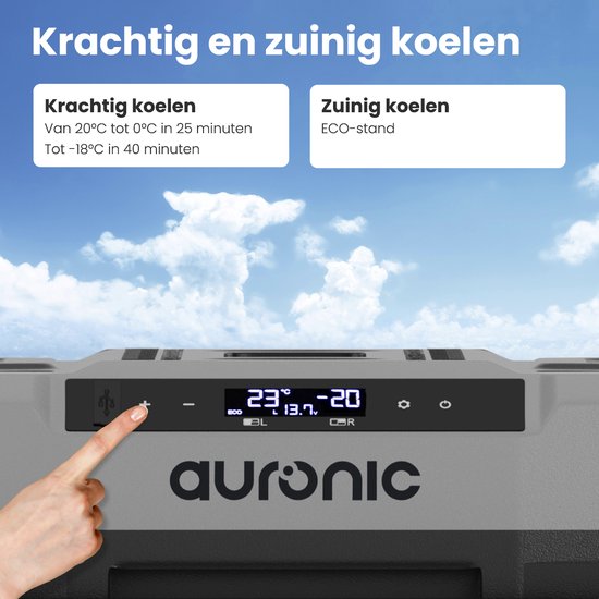 Auronic Compressor Coolbox Electric 12V und 230V - Gefrieren und Kühlen - Kühlbox - 40L - Frigobox - Grau