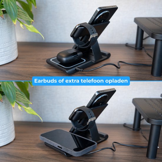 Nuvance Wireless Charger - 3 in 1 - 15W - Ladestation - Schnellladegerät - Wireless Charger - für Smartphone, Smartwatch & Kopfhörer