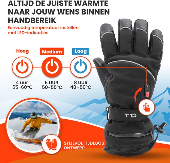 TTD® Beheizte Handschuhe Deluxe L - PU-Leder - Handschuhe mit Heizung