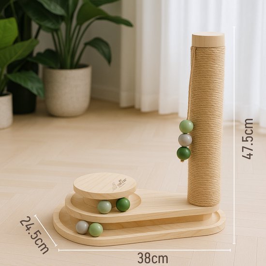 Von Cee Cee Kratzbaum - Kratzbaum für Katzen - Katzenkratzbaum - Katzenspielzeug aus Holz - Ideal für mehrere Katzen - 38x24.5x47.5cm - Noa