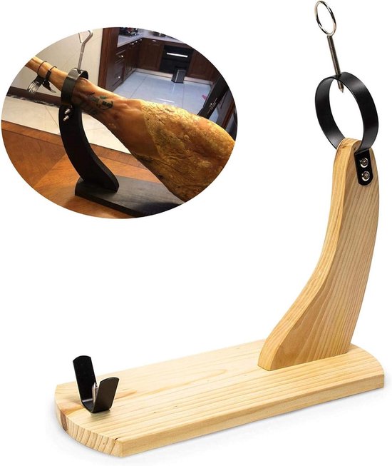 Ceruzo Schinkenhalter - Aus Holz mit Metall - Spanischer Schinken 4-9 kg - 40x19x36 cm