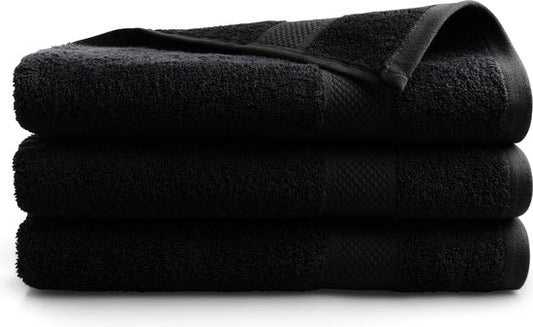 DoubleDry Handtücher 70 x 140 cm - 3er-Set - Hotelqualität 500 g/m2 - Weich & saugfähig - OEKO-TEX Made in Green & BSCI zertifiziert - rabenschwarz
