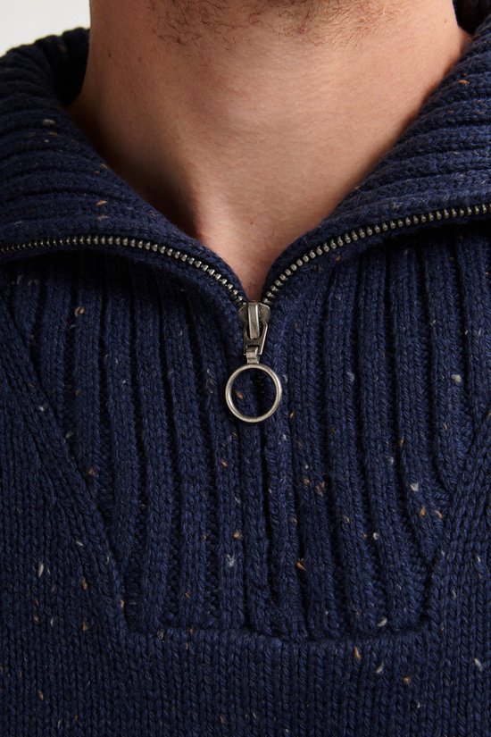 Petrol Industries – Herren-Strickpullover „Denver“ mit halbem Reißverschluss – Blau – Größe L