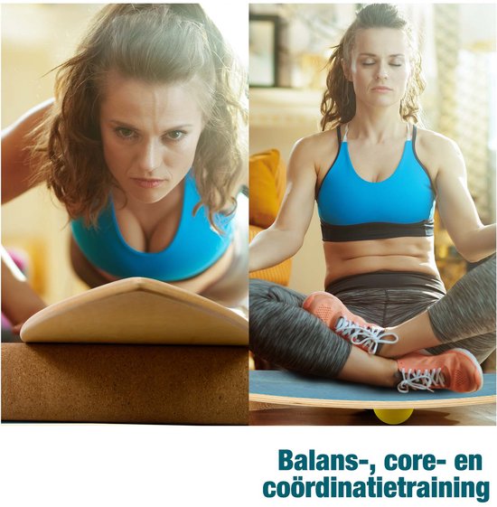 DH FitLife Wooden Balance Board mit Wippe - Balance Board für Kinder & Erwachsene - Indoor Fitness & Core Training, Grün