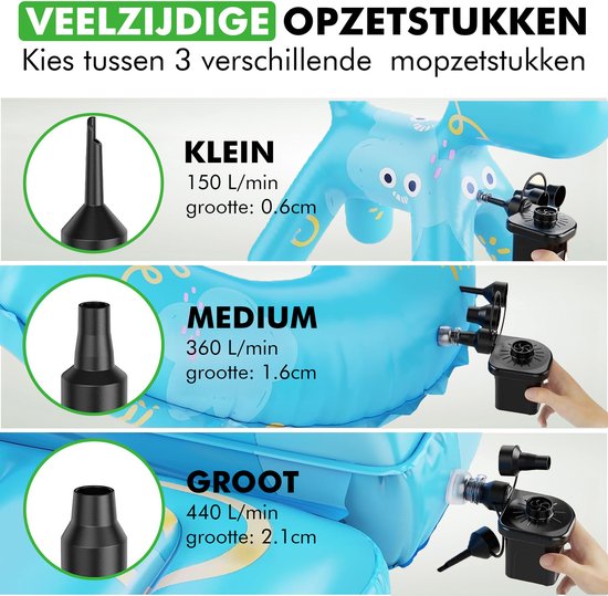 Travelhawk Elektrische Luftpumpe - Elektrische Pumpe Luftbett - Inklusive Stecker und Autoladegerät - Kompakt - Praktisch für Camping - 12V und 220V -.