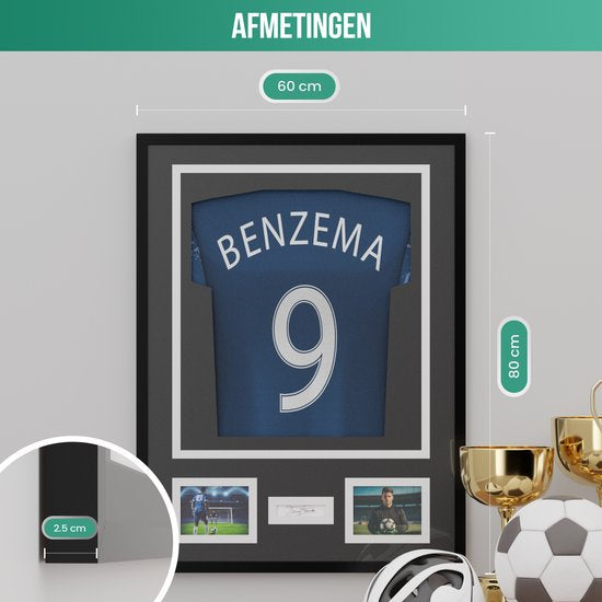 Avalo Bilderrahmen Aluminium - Einrahmung Fußballtrikot - 3D Box Frame - 60x80 CM - Schwarz - Tiefer Rahmen - Einrahmung Trikot im Bilderrahmen