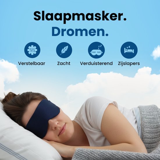 PurelyGoods® Schlafmaske - Augenmaske - Verdunkelung - Schlafmaske - Männer und Frauen - Baumwolle - Dunkelblau