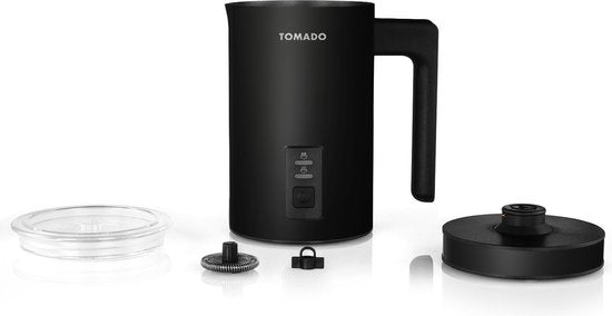 Tomado TMF1201B - Elektrischer Milchaufschäumer - Heißes und kaltes Aufschäumen - Heizung - Cappuccinozubereitung - Mattschwarz