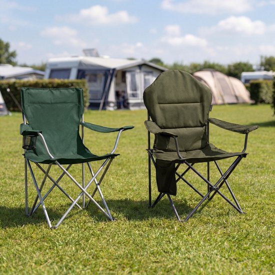 TRVLMORE Campingstühle XXL - klappbar - 2er-Pack - 160KG Tragkraft - Inkl. Tragetasche - Klappstuhl - Angelstuhl - Campingstuhl - Klappstuhl - Grün