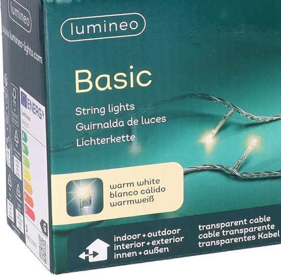LED-Leuchten - 180 LED - 13,5 Meter - Warmweiß - Transparentes Kabel