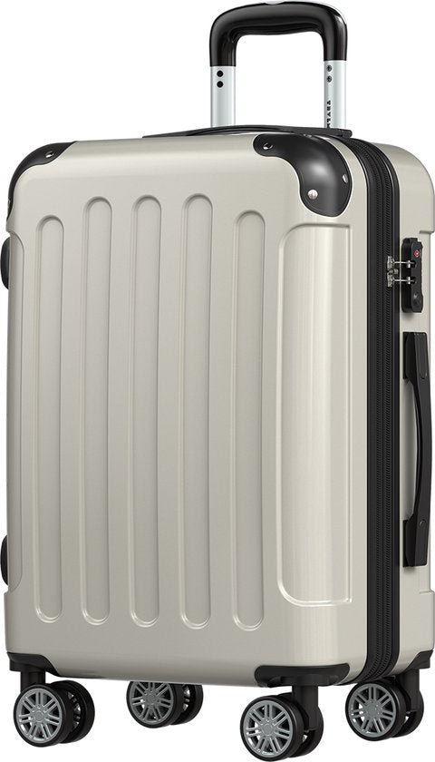 TRVLMORE Handgepäck Koffer - 45L - TSA Zahlenschloss - Leichtgewicht - erweiterbar - Trolley - 54x36x22cm - Champagner