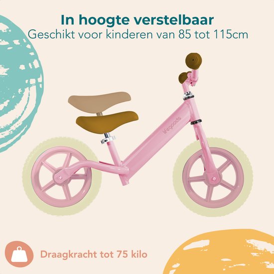LifeGoods Balance Fahrrad - 2-5 Jahre - Jungen und Mädchen - Balance Bike - Pink