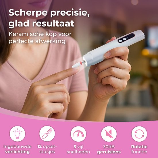 Nuvance Elektrische Nagelfeile - 15000 RPM - Nagelfräse - 12 Bits - 40 Schleifrollen - Maniküre & Pediküre Set