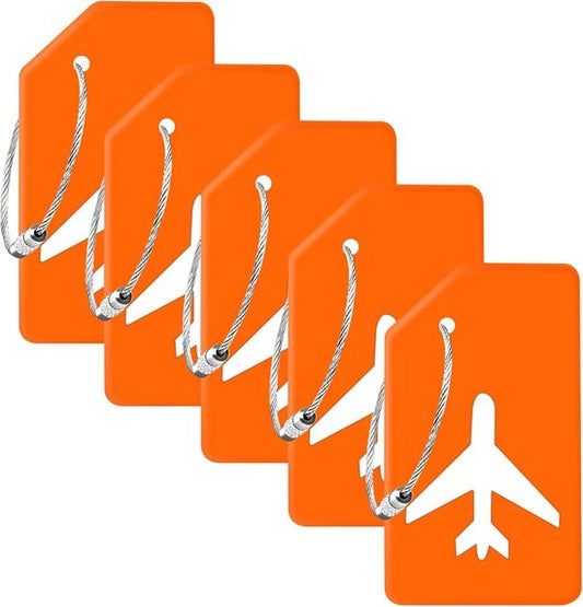 EverNeeds Gepäckanhänger - Silikon - Gepäckanhänger für Koffer - Gepäckanhänger - Orange - 5 Stück