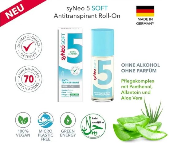 syNeo SOFT - Deodorant Anti-Transpirant Pump Spray - 30ml - Aloe Vera - 0% Alkohol - Halal - Übermäßiges Schwitzen