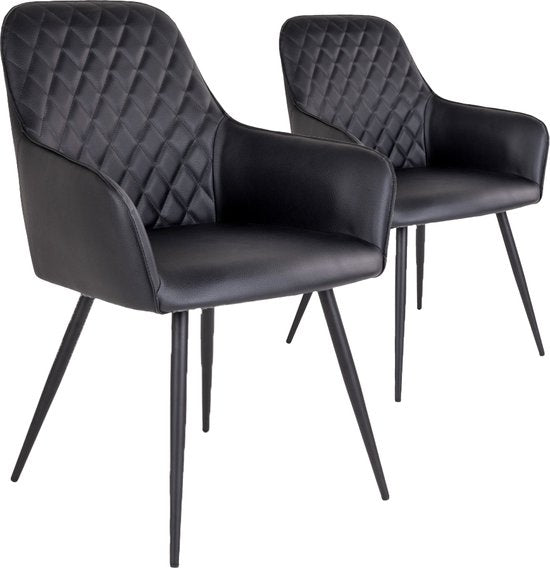 House Nordic Harbo Esszimmerstuhl Vegan Leder Schwarz - Set von 2