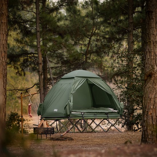 SoBuy OGS32-II-L-GR Aufblasbares Camping-Zelt - Dunkelgrünes Textil 193x145cm