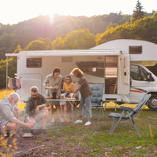 TRVLMORE Campingstühle Luxus - klappbar - 2er-Pack - 150KG Tragkraft - Inkl. Tragetasche - Klappstuhl - Campingstuhl - Klappstuhl - Grau