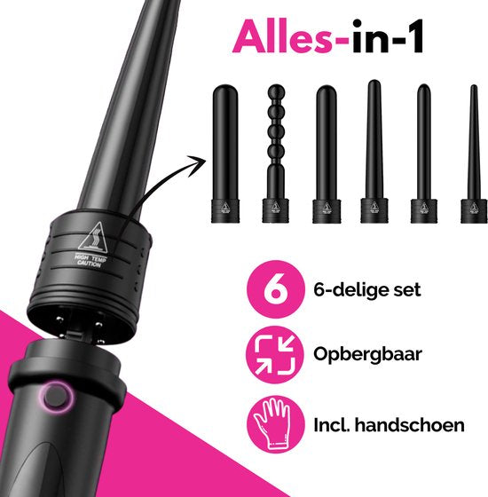 VAIVE - Lockenstab mit 6 Aufsätzen - Lockenstab - Lockenstäbe - Lockenstab - 32mm - 19mm - 25mm