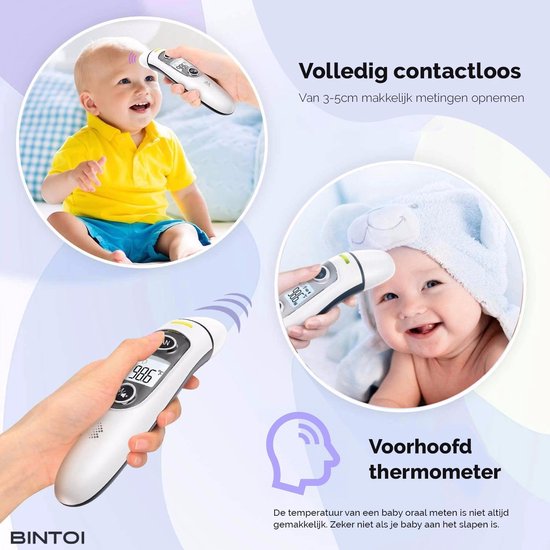 Bintoi® Stirnthermometer - Temperaturanzeige - Fieberthermometer für Erwachsene und Babys - Infrarot-Thermometer Körper - Digitales Stirnthermometer